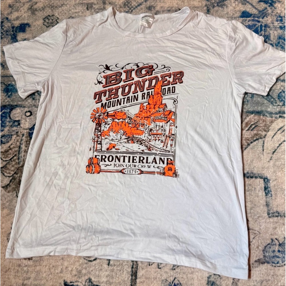 Disney Parks Big Thunder Mountain Railroad Frontierland 1979 Graphic T-Shirt L